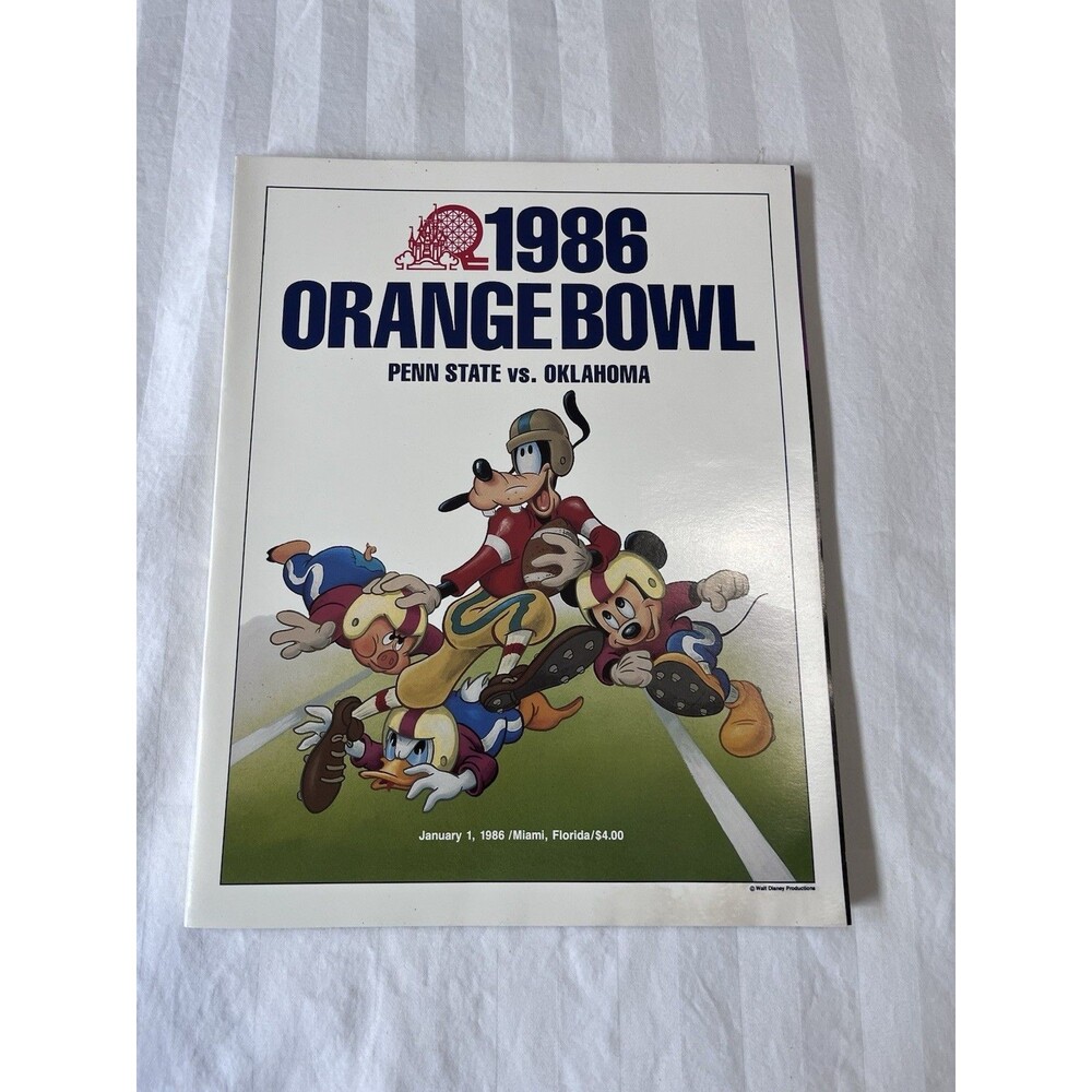 1986 ORANGE BOWL GAME PROGRAM Penn State vs Oklahoma Championship Aikman VTG